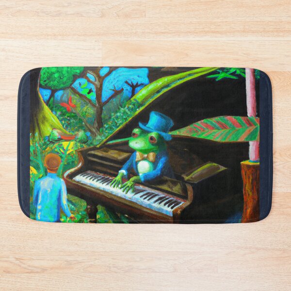 Item preview, Weirdcore Surreal Frog Pianist Oil Painting designed and sold by soulfulprintss8.
