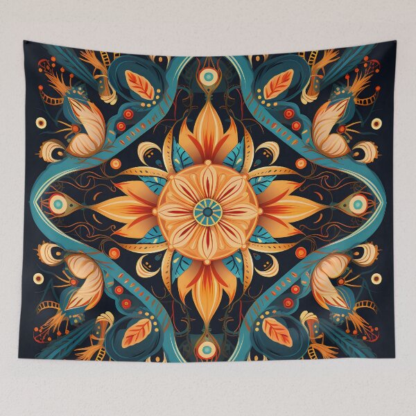 Item preview, Indian Silk Textile Pattern XI: Celebrates Music, Mythology and Festivals with Celestial Colors and Intertwined Shapes. designed and sold by InsaneLEDP.