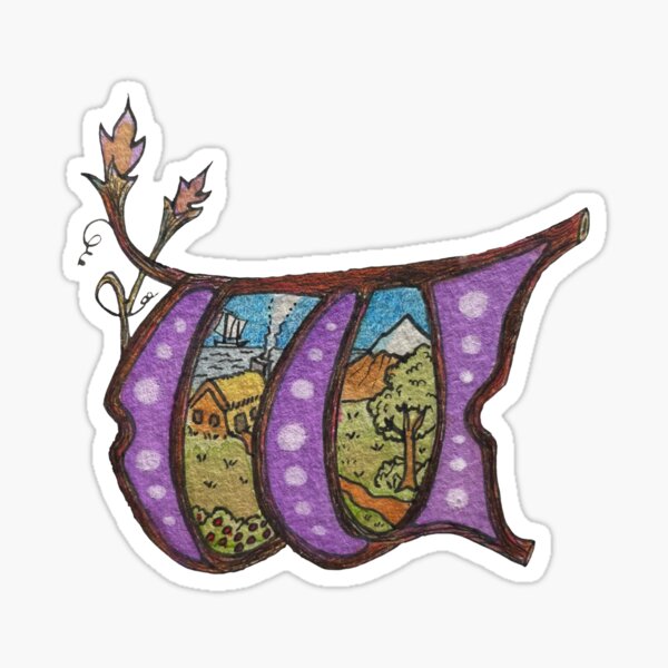 Illuminated Letter W Sticker