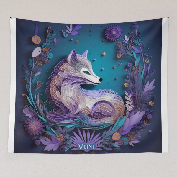 Item preview, Cute fox with floral ornament on blue background. Vector illustration. designed and sold by aiphotosart.