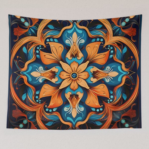 Item preview, Indian Silk Textile Pattern XII: Celebrates Music, Mythology and Festivals with Celestial Colors and Intertwined Shapes. designed and sold by InsaneLEDP.