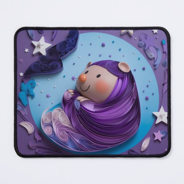 Item preview, Cute sleeping bear on a purple background with stars and confetti designed and sold by aiphotosart.