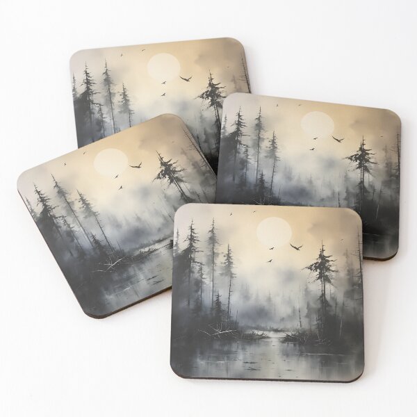 Item preview, Misty Forest Landscape Ink Paint 4 designed and sold by Maxouniverse.