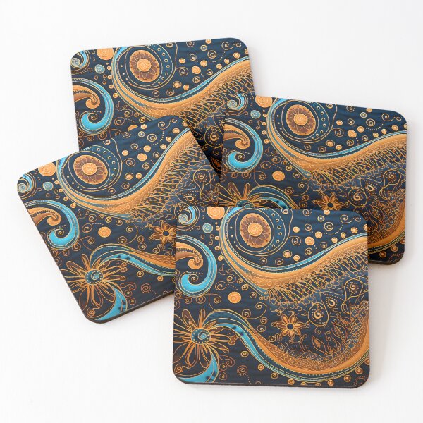 Item preview, Indian Silk Textile Pattern XIV: Celebrates Music, Mythology and Festivals with Celestial Colors and Intertwined Shapes. designed and sold by InsaneLEDP.