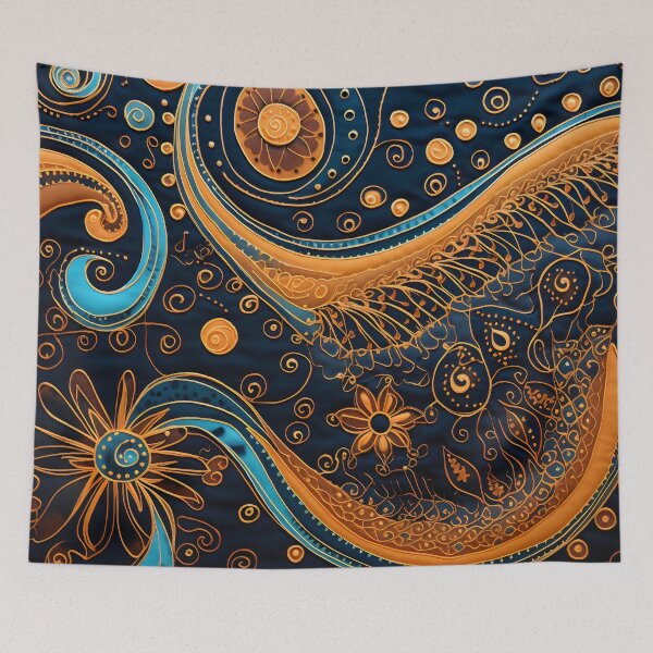 Item preview, Indian Silk Textile Pattern XIV: Celebrates Music, Mythology and Festivals with Celestial Colors and Intertwined Shapes. designed and sold by InsaneLEDP.