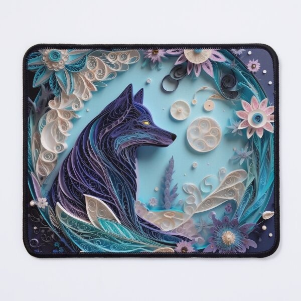 Item preview, Fantasy fox with flowers and moon on blue background. Fantasy illustration. designed and sold by aiphotosart.