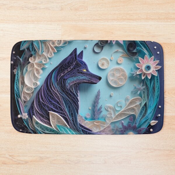 Item preview, Fantasy fox with flowers and moon on blue background. Fantasy illustration. designed and sold by aiphotosart.