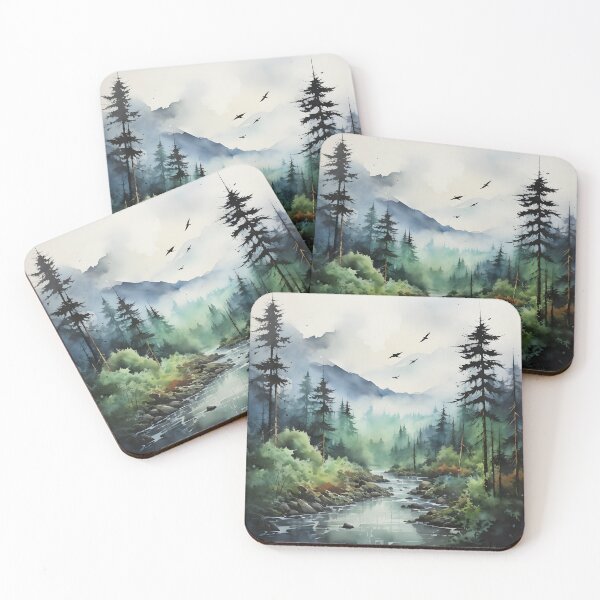 Item preview, Misty Forest Landscape Ink Paint 5 designed and sold by Maxouniverse.
