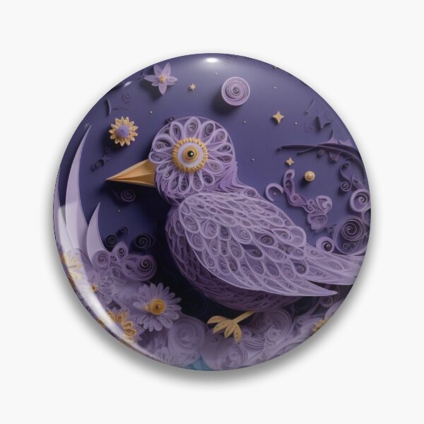 Item preview, Greeting card with purple bird and flowers on a purple background designed and sold by aiphotosart.