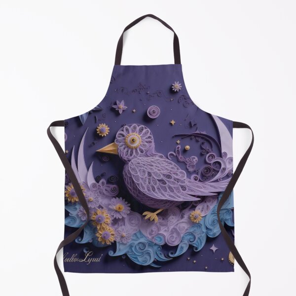 Item preview, Greeting card with purple bird and flowers on a purple background designed and sold by aiphotosart.