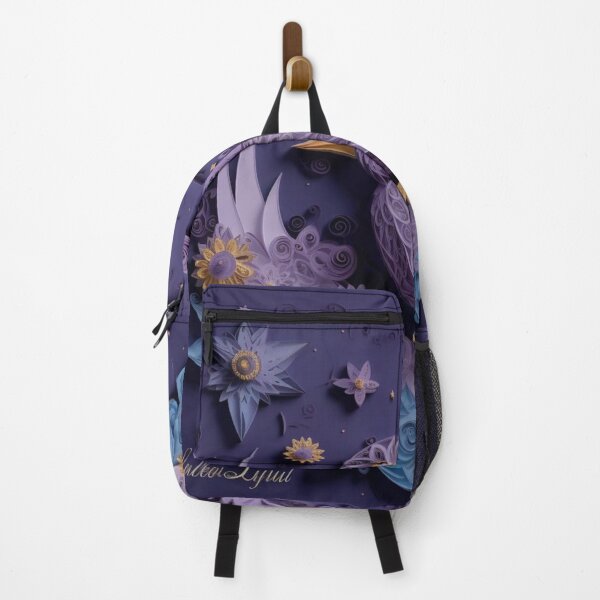 Item preview, Greeting card with purple bird and flowers on a purple background designed and sold by aiphotosart.