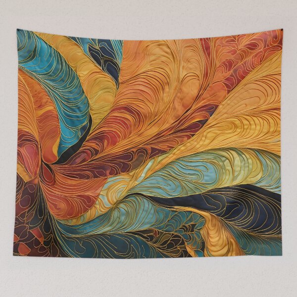 Item preview, Indian Silk Textile Pattern XVI: Celebrates Music, Mythology and Festivals with Celestial Colors and Intertwined Shapes. designed and sold by InsaneLEDP.