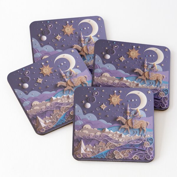 Item preview, Horse, moon and stars on a purple background. 3d rendering designed and sold by aiphotosart.
