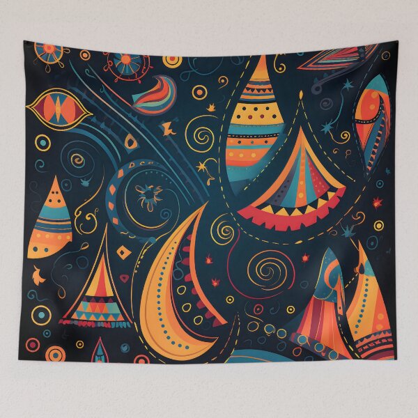 Item preview, Indian Silk Textile Pattern XIX: Celebrates Music, Mythology and Festivals with Celestial Colors and Intertwined Shapes. designed and sold by InsaneLEDP.