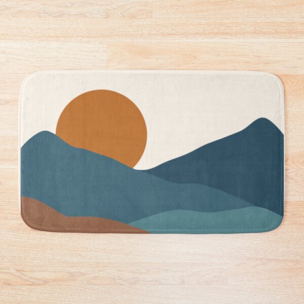 Item preview, Orange Retro Vintage Blue and Teal Mountain Landscape designed and sold by kcameron369.