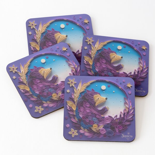 Item preview, Illustration of a bear in the form of a wreath of flowers on a purple background designed and sold by aiphotosart.