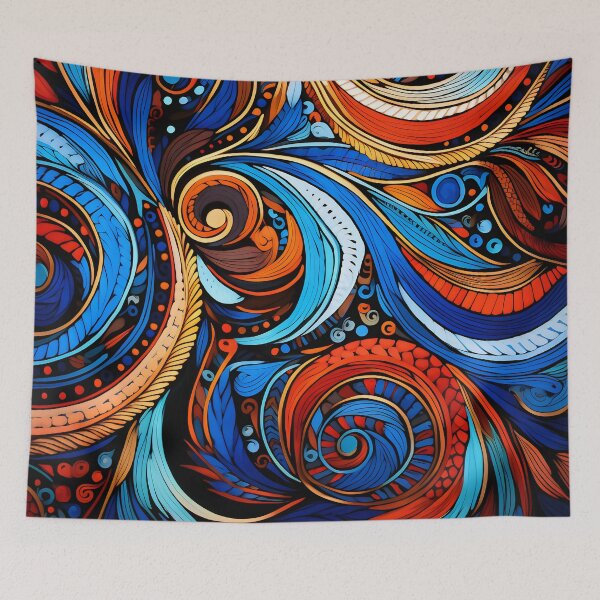 Item preview, Indian Silk Textile Pattern XXIII: Celebrates Music, Mythology and Festivals with Celestial Colors and Intertwined Shapes. designed and sold by InsaneLEDP.