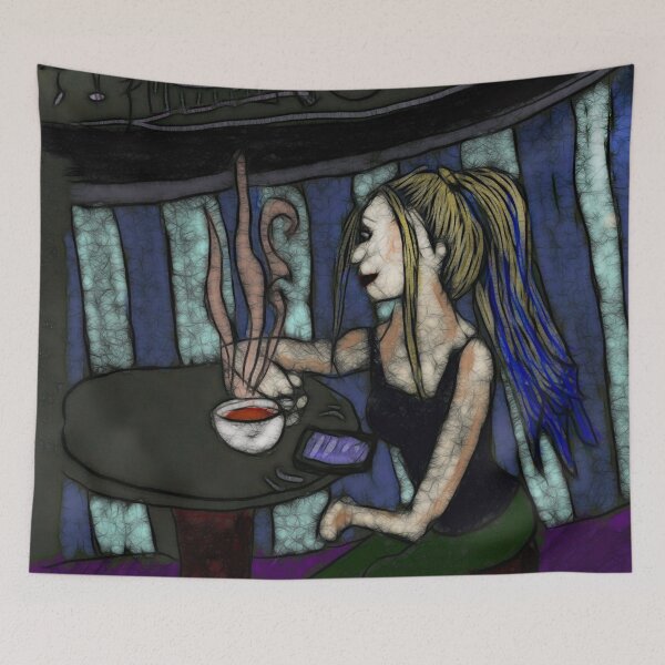 Item preview, Woman In a Cafe designed and sold by bloomingvine.
