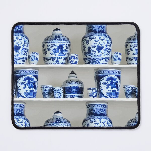 Item preview, Shelves with blue and white chinoiserie jars designed and sold by SophieClimaArt.