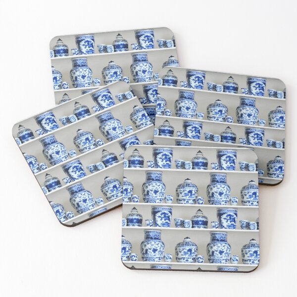 Item preview, Shelves with blue and white chinoiserie jars designed and sold by SophieClimaArt.