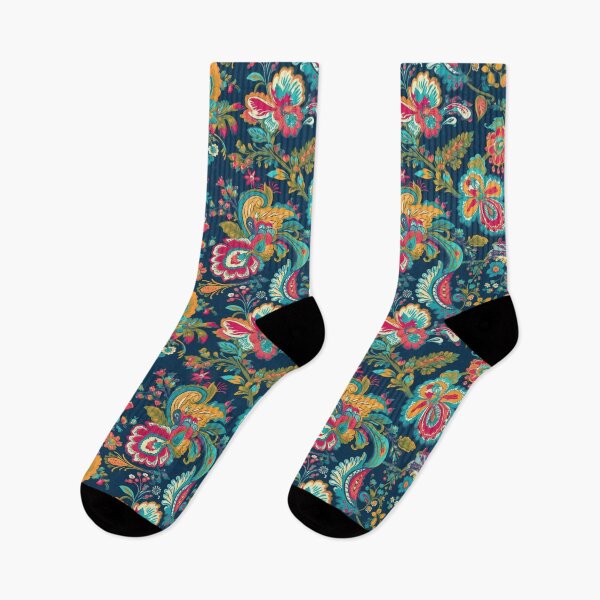 Item preview, Colorful Floral Shabby Chic Cottagecore Gardencore, Red and Blue designed and sold by VintageFlorals.