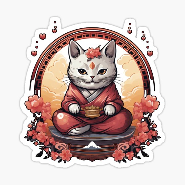 Meditating Buddha Cat Sticker