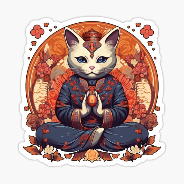 Zen Buddha Cat Sticker