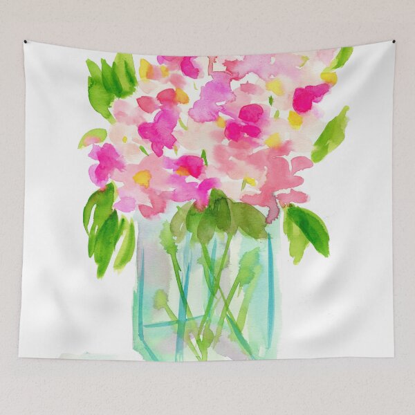 Item preview, Sweet pea flowers in a vase watercolor painting designed and sold by AnissaF.