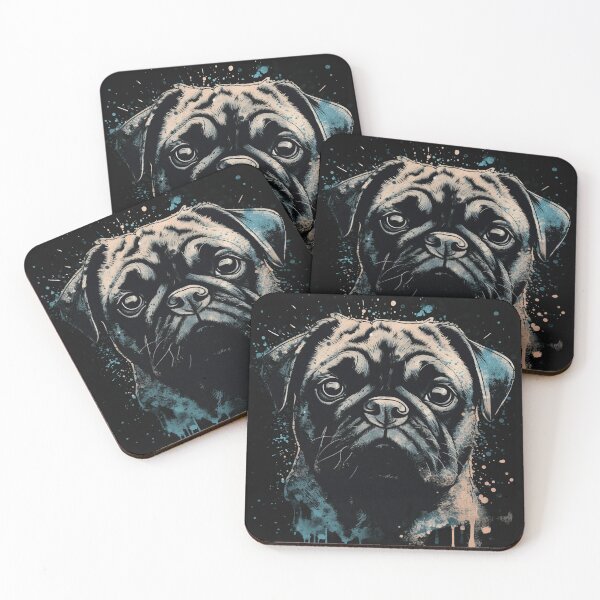 Item preview, A Pug In Distressed Teal and Grey Style For Dark T-shirts designed and sold by GVRDesign.