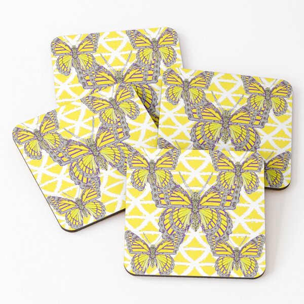 Item preview, GREY MONARCH STYLE BUTERFLIES YELLOW ABSTRACT ART designed and sold by sharlesart.
