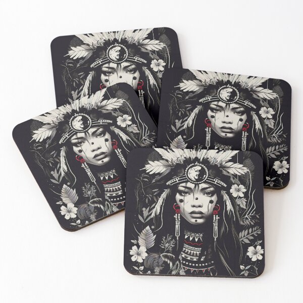 Artikelvorschau, Ukiyo-e Fairy Tale Female Empowerment Black and White Female Portrait entworfen und verkauft von BrandonArtWorld.