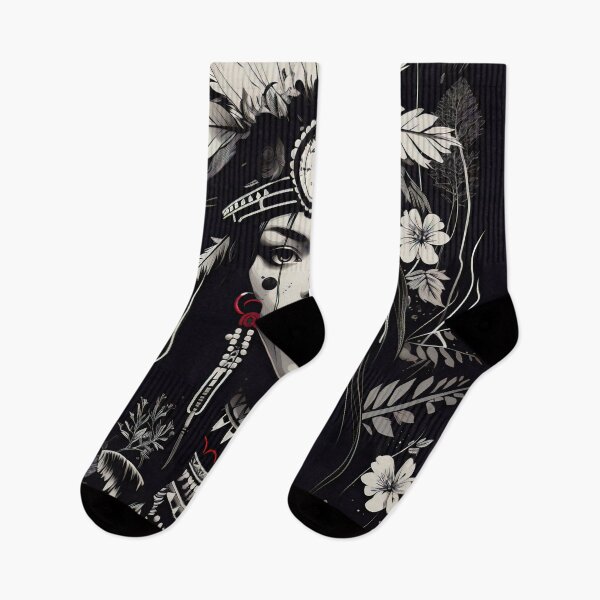 Item preview,  Ukiyo-e Fairy Tale Female Empowerment Black and White Female Portrait  designed and sold by BrandonArtWorld.