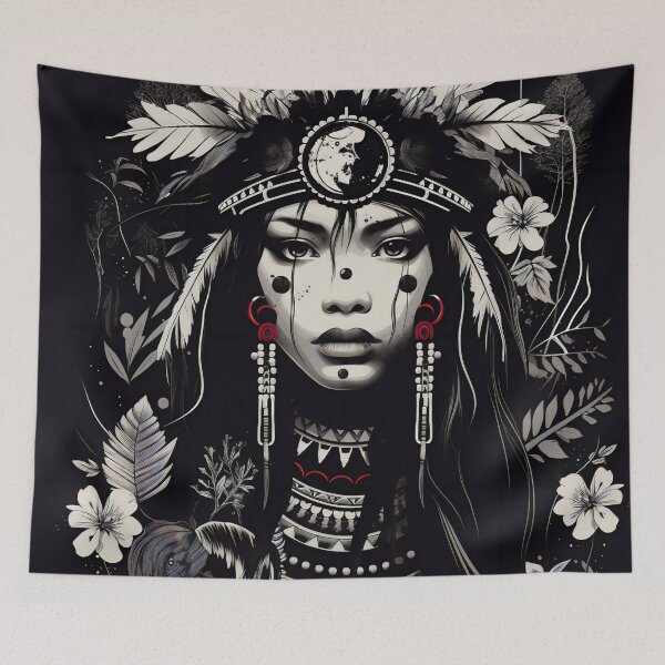 Item preview, Ukiyo-e Fairy Tale Female Empowerment Black and White Female Portrait designed and sold by BrandonArtWorld.