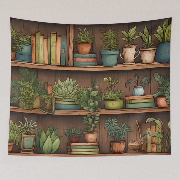 Item preview, A simple bookshelf with some plants designed and sold by schamsyy.