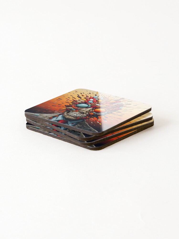 Thumbnail 4 of 5, Coasters (Set of 4), Exploding Skull designed and sold by JPugliese.