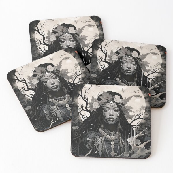 Artikelvorschau, Ukiyo-e Fairy Tale Female Empowerment Black and White Female Portrait entworfen und verkauft von BrandonArtWorld.