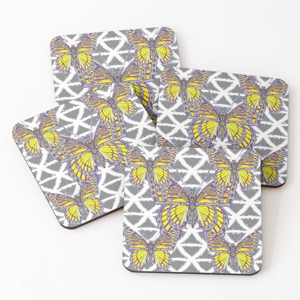 Item preview, GREY YELLOW MONARCH BUTTERFLY STYLE PATTERNS designed and sold by sharlesart.