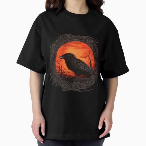 Gothic Crow Oversized T-Shirt