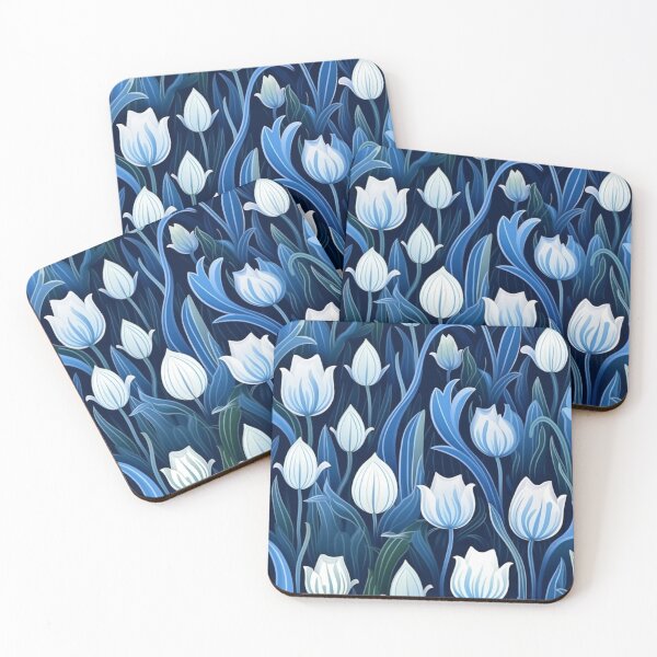 Item preview, Frosty Elegance: Blue-Stemmed White Tulips designed and sold by ShopWilPrints.