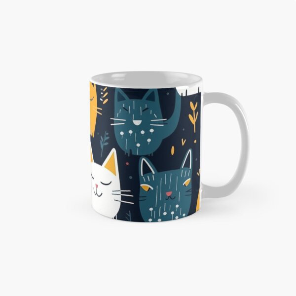 Item preview, Blue, Yellow and White Cat Pattern designed and sold by ShopWilPrints.