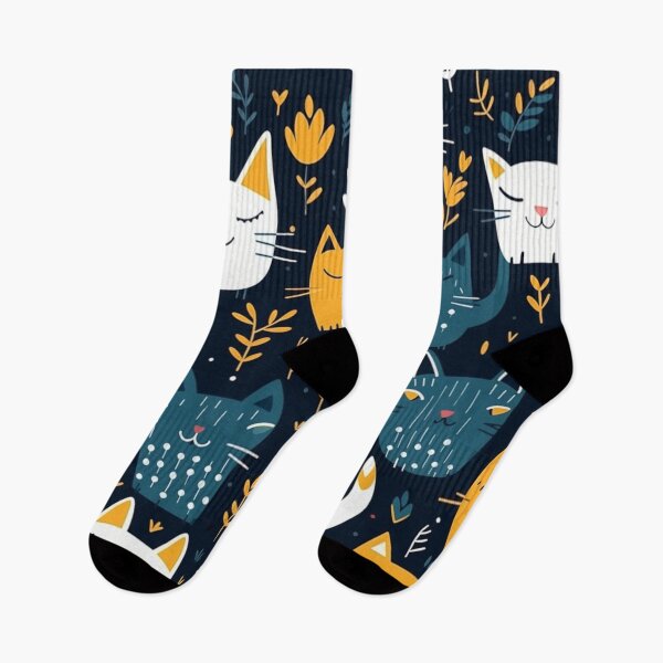 Item preview, Blue, Yellow and White Cat Pattern designed and sold by ShopWilPrints.