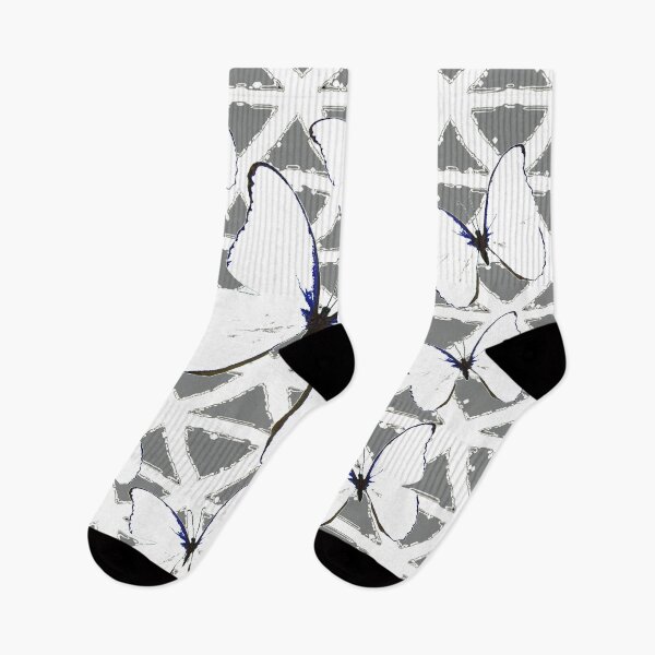 Item preview, WHITE ABSTRACT PATTERN  WHITE BUTTERFLIES  GREY ART designed and sold by sharlesart.