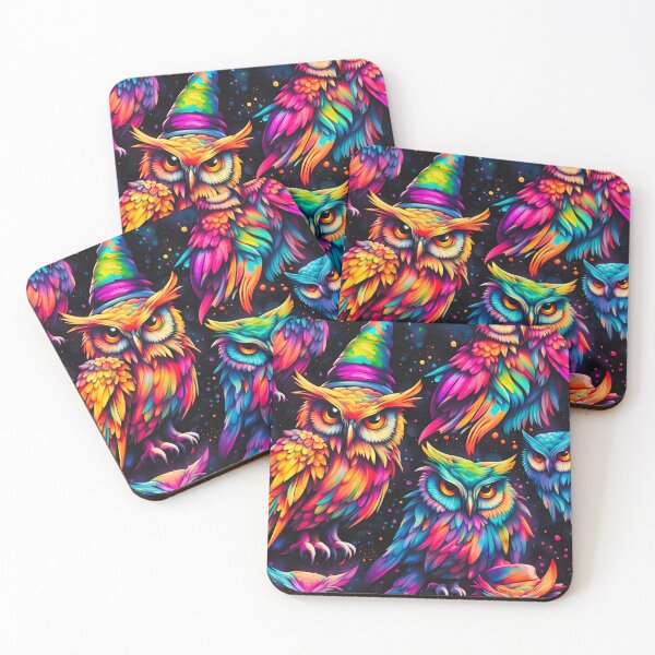 Item preview, Neon Witchy Owl Pattern designed and sold by WitchyWare.