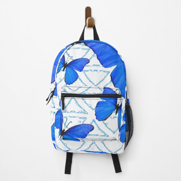 Item preview,  TROPICAL BLUE BUTTERFLIES WHITE ABSTRACT PATTERNS ART designed and sold by sharlesart.