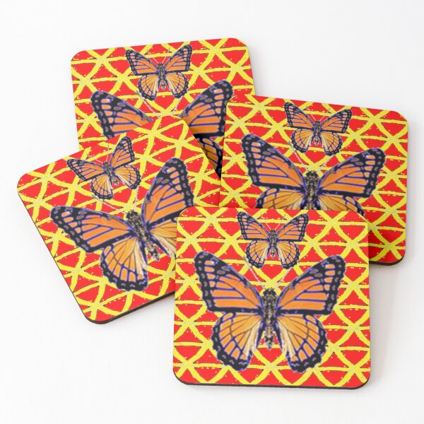 Item preview, TWO MONARCH BUTTERFLIES PATTERN RED-YELLOW ART designed and sold by sharlesart.