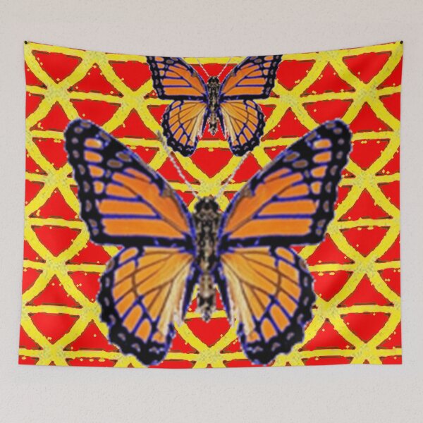 Item preview, TWO MONARCH BUTTERFLIES PATTERN RED-YELLOW ART designed and sold by sharlesart.
