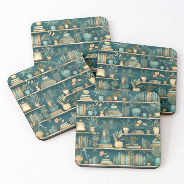 Item preview, Gold and Cyan Bookshelf pattern designed and sold by schamsyy.