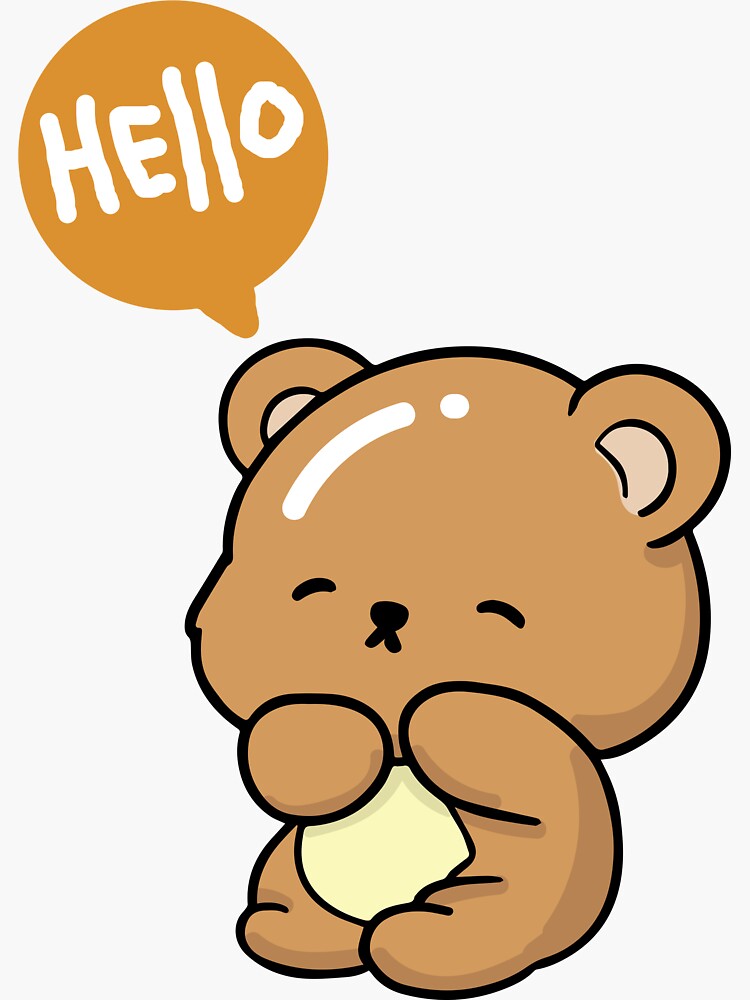 Ours mignon 10 Bonjour Sticker