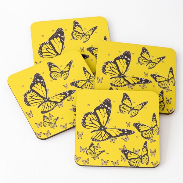 Item preview, YELLOW MONARCH BUTTERFLIES DESIGN ABSTRACT ART designed and sold by sharlesart.