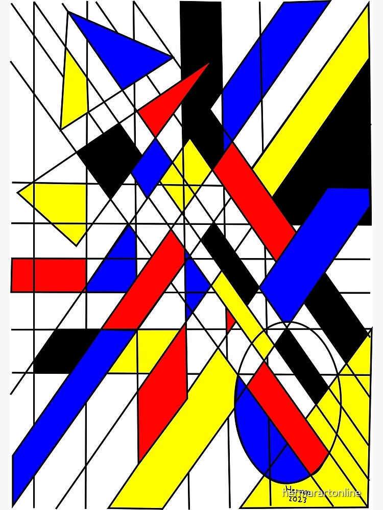アート・デザイン・音楽 Mondrian Art by Piet Mondrian, a lively jazz club, geometric